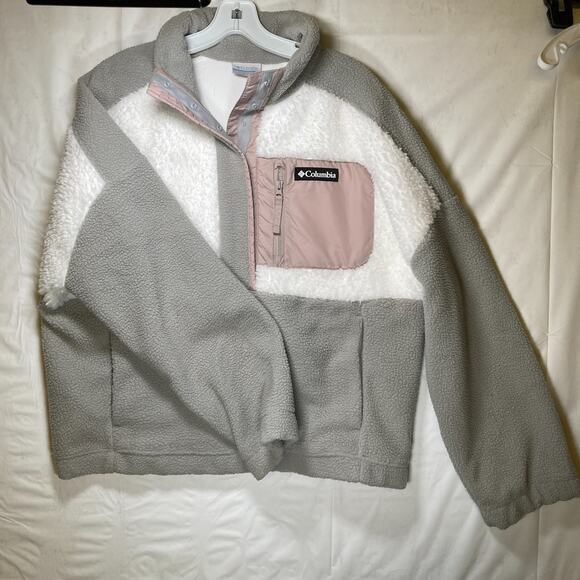 Columbia Women’s Quilted Faux Fur Lining Coat Jacket Beige Warm Size Large - Picture 4 of 9